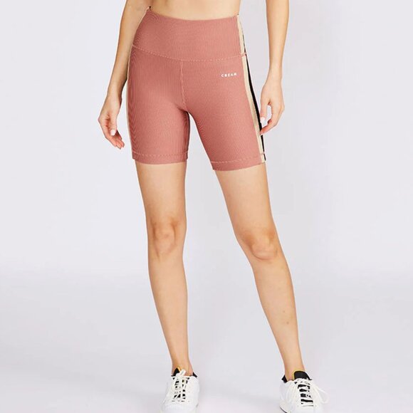 Cream Yoga Drew Biker Shorts in Dusty Pink - Picture 1 of 2